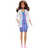 Barbie Carriere - Dottoressa, bambola dai capelli castani con camice bianco, abito colorato e scarpe rimovibili, stetoscopio incluso, giocattolo per bambini, 3+ anni, JKF76