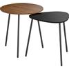 HOMCOM Set 2 Tavolini da Salotto Impilabili con Telaio in Metallo per Soggiorno e Ufficio, Noce e Nero | Aosom Italy