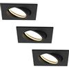 HCFEI Faretto da incasso a LED ultra piatto, 425 lumen, 230 V, 5 W, dimmerabile, alloggiamento angolare, orientabile, nero (3 pezzi, bianco caldo)