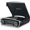 Studebaker Giradischi con controllo del passo a 3 velocità con ricevitore Bluetooth, radio AM/FM, slot USB per riproduzione MP3/cuffie e jack AUX (nero)