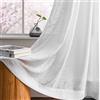 Melodieux Tende semitrasparenti in lino bianco, lunghezza 150 cm, per camera da letto, soggiorno, lino naturale, con tasca per canna, in voile, 150 x 153 cm (2 pannelli)
