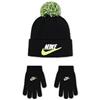 Nike Nan Club Chenille Peak Beanie Cappellino+Guanti Nero Junior