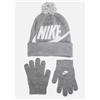 Nike Nan Swoosh Pom Beanie Glv Set Cappellino+Guanti Grig Junior
