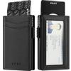 VULKIT Porta Carte di Credito Sottile Vera Pelle Nappa Porta Carte con Blocco RFID per Uomo Porta Biglietti da Visita Automatico Pop-up per Carte e Appunti con Chiusura Magnetica