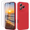 YXKJ - Cover per Honor 400 Lite 5G con 2 Pezzi Vetro Temperato, Custodia Silicone Liquido con Morbida Microfibra, [Tocco Setoso] [Antiurto] [AntiGraffio] - Rosso