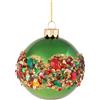 BRANDANI Sfera Natale Vetro Paillettes E Diamantini Verde