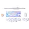 MAMBASNAKE Cloud Poggiapolsi Set Tastiera e Mouse con Sottobicchiere, Memory Foam Cuscino Ergonomico per Polso Supporto con Base Antiscivolo, Digitazione e Sollievo dal Dolore al Polso - Bianco