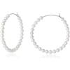 Candyfancy Orecchini a cerchio in argento 925 con perle, piccoli orecchini a cerchio con perle, per donne e ragazze, 20/30/40 mm, 40 mm, Argento, Non pietra preziosa