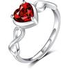 Qings Anello a Cuore Granato Regolabile con Pietra di Nascita Argento Sterling 925 Gennaio Anello Simbolo dell'infinito Promessa con Zirconi Regali Gioielli di Natale Compleanno per Donne e Ragazze