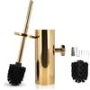 EXLECO Scopino Bagno WC Gold Inox, Montaggio Parete Spazzola WC Bagno con 1 Ricambio Scopino WC, Spazzolone Bagno WC Senza Forare Scopino Water & Porta Scopino Bagno Set Pulisci Water Accessori Bagno