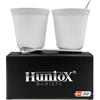 Huniox® 2 X 250 Ml | Tazza Latte Bianca - Tazza Da Latte - Tazze Da The - Coffee Mug - Tazzine Caffe Design | Include 2 Cucchiaini Di Design (Coral, 250 Ml)