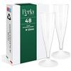 Perla Italia Perla - 48 Flute Plastica - Calici Plastica Rigida 120ml - Bicchieri da Champagne Trasparenti - Calice Lavabile e Riutilizzabile per Feste Matrimoni e Compleanni (Gambo Bianco)