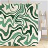 Dongbei Tenda da doccia estetica anni '70 astratta ondulata a vortice, graziosa tenda da bagno verde salvia, estetica retrò boho minimale accessori da bagno Groovy ragazze per tende da bagno set con ganci