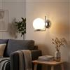 B·LED BARCELONA LED BARCELONA LED Applique da Parete ATOM Sfera in Vetro Bianco Ø15cm E27, Lampada da Parete Piccola con Supporto L in Alluminio Cromo, Stile Classico, Moderno, Vintage Illuminazione Interna Decorativa