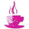 FLEXISTYLE TASSE - Orologio da parete moderno da cucina, 3D, romano, decorazione (rosa)