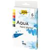 Kreul 18180 - Solo Goya Aqua Paint Marker, Set di 6 Colori: Limone, Arancio, Carminio, Blu Cobalto, Giallo Verde e Nero, matite per artisti con Punta a Pennello Elastica, Vernice idrosolubile
