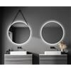 Talos Specchio Decorativo Rotondo da Parete con Illuminazione a LED indiretta, Colore Bianco Opaco, Ø 80 cm