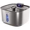 Umarie Fontanella per Gatti Senza Fili Acciaio Inox, con Sensore di movimento - 3,2L Ultra Silenziosa Fontana per Cani (25 dB), con Pila 4000 mAh, Filtro Carbone Attivo + Facile da Pulire