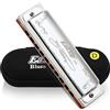 East Top 10 fori 20 toni 008K Armonica diatonica chiave di D con copertura argento, armoniche standard per adulti, musicisti professionisti e studenti