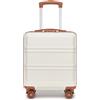 Kono Valigia leggera a mano grande media piccola bagaglio a mano bagaglio a mano guscio rigido leggero trolley da viaggio valigia con serratura TSA e robuste 4 ruote girevoli, Bianco panna, 45x36x20cm