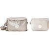 Kipling Abanu Multi Borsa a tracolla Donna, Argento (Metallic Glow), 19x13x8 cm + Tops Portafogli Donna, Argento (Metallic Glow), 7.5x10x2.5 cm