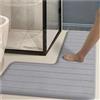 Generic Tappeto angolare a forma di L, tappetini da cucina semplici a forma di L, striscia lunga, antiscivolo, in flanella, assorbente, per casa, doccia, camera da letto, angolo (grigio chiaro, L)