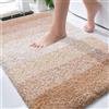 OLANLY Tappeto da bagno, 76 x 50 cm, in microfibra, extra morbido e assorbente, retro in gomma, ad asciugatura rapida, lavabile in lavatrice, per pavimento, vasca e doccia, decorativo, beige