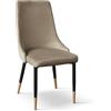 KONTE.DESIGN Set di 4 sedie IRVINE in tessuto effetto velluto tortora e gambe in metallo antracite e oro