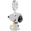 Ciondolo Diamante Snoopy Che Abbraccia Woodstock Dei Peanuts S925 Charms per Le