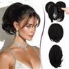 RUWISS Coda Capelli Extension con Pinza, Coda Finta Umani Capelli Corti con Metalli Pieghevoli 22cm Dritto Chignon Capelli Veri per Donna, Nero Naturale