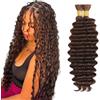 Evaxilc 30 30 Inch Human Hair For Braiding Deep Wave Menschliches Haar #4 Chocolate Brown Color Unprocessed No Weft Bulk Braiding Hair Extensions For Boho Braids 2 Bundles Total 100g one pack