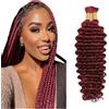 Evaxilc 30 30 Inch Human Hair For Braiding Deep Wave Menschliches Haar #99J Burgundy Red Color Unprocessed No Weft Bulk Braiding Hair Extensions For Boho Braids 2 Bundles Total 100g one pack