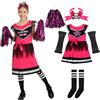 Sincere Party Costume da cheerleader di Scream Squad con pompon, collant, guanti a rete, fascia con teschio M(6-8)