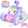 FUIOCOCP Macchina Telecomandata Bambini, Giochi Unicorno Bambina Bimba 3 4 5 6 7 8 Anni Monster Truck Auto Radiocomandata Acrobatica con Luci Giocattoli Macchinina RC Car Gioco Regalo Compleanno Natale