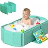 YTACREA Vaschetta Vasca Bagnetto Neonato Pieghevole, Vasca da Bagno Portatile Multifunzionale per Bambini da 0 a 8 Anni, Design all-in-one con Tappo di Scarico, Salvaspazio, Antiscivolo, Verde
