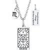 Suplight Collana Tarocchi Arcani Maggiori Ciondolo Tarocchi La Morte Carta Portafortunato Acciaio Inossidabile Amuleto per Donna e Uomo