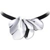 Breil, Collezione Poetic, Choker Donna con Nastro in Camoscio Nero Dotato di Elementi in Acciaio Lucido dalla Forma Liquida e Sinuosa, Finalini in Acciaio, Lunghezza 80 cm