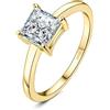 JewelryPalace 1ct Anello Solitario Donna Argento 925 con Creato Moissanite, Diamante Simulato Anelli Dorati con Pietra a Taglio Principessa, Semplice Fedine Fidanzamento in Oro Set Gioielli Donna 9.5