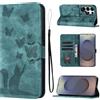 LSPCASA Custodia Per Samsung Galaxy S25 Ultra 5G Pollici Materiale In Pelle PU Cover S25 Ultra/SM-S938B Con Slot Per Schede Reticolo Della Farfalla Del Gatto Case S25 Ultra/SM-S938B Verde