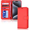 TECHGEAR Cover iPhone 15 Pro Max- Custodia Portafoglio in Pelle Sintetica con TPU Antiurto, Funzione di Supporto con Slot per Schede e Cinturino da Polso per iPhone 15 Pro Max (6,7 Pollici, 2023)