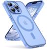 Oududianzi-Cover per iPhone 15 Pro Max Compatibile con MagSafe, Custodia Traslucida Posteriore PC Silicone TPU Bumper, Protezione Della Fotocamera, Cover Militare Antiurto Anti-Impronte-Viola Chiaro