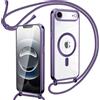 Oelrstfe Cover Magnetica Trasparente con Cordino per iPhone 17 Air con Magnetico,Custodia Sottile con Laccio Collana Tracolla Regolabile Antiurto Case con Collana per iPhone Air-Viola