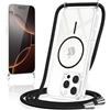 Knrlqim Magnetica Cover per iPhone 16 Pro Max con Cordino, Compatibile con Magsafe,Trasparente Custodia con Laccio Collana Tracolla Collo Corda Regolabile,Silicone Antiurto Case Protettiva,Nero