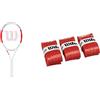 Wilson Six.One Lite 102, WRT73660U2 Racchetta da Tennis per Giocatori Ambiziosi Unisex Adulto, Rosso/Grigio, L2 & Profile, Overgrip, 3 Pezzi Unisex - Adulto, Rosso, Taglia Unica