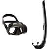 Cressi Superocchio, Maschera Subacquea e Corsica Snorkel Flessibile - Unisex Adulto, Nero - per Apnea, Pesca Subacquea, Snorkeling e Immersioni - Taglia Unica