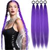 Hperu Extension Capelli Viola 4 Pezzi 26 Pollici Estensione Sintetica Coda di Cavallo Intrecciata Diritta con Laccio Elastico per Donne Ragazze - Estensioni Capelli Viola