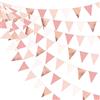 pinkblume Bandierine in tessuto color rosa cipria, 91 m, colore rosa cipria, decorazioni per feste, bandierine triangolari per compleanno, anniversario, decorazione da appendere al giardino all'aperto