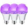 MODOAO Lampadina UV viola illuminazione nera festa lampadina E27 luce notturna 395 nm luce nera solo per tailgating e altre scene diverse (3, bianco)