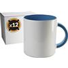 PixColor - 12 tazze a sublimazione in ceramica bianca con interno azzurro | Scatola singola | 350 ml (11 oz) | Categoria AAA | Lavabile in lavastoviglie e microonde
