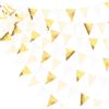 pinkblume Festone da appendere in tessuto con bandierine a triangolo, in tessuto, 90 m, colore: oro bianco, beige, per compleanni, matrimoni, baby shower, anniversari, lauree, decorazioni da appendere